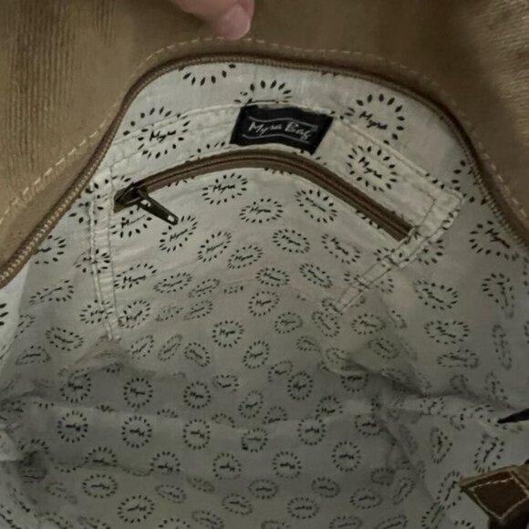 Myra Exuberant Spirit Shoulder Bag Tote NWT Cowhide Canvas Boho - Picture 7 of 7